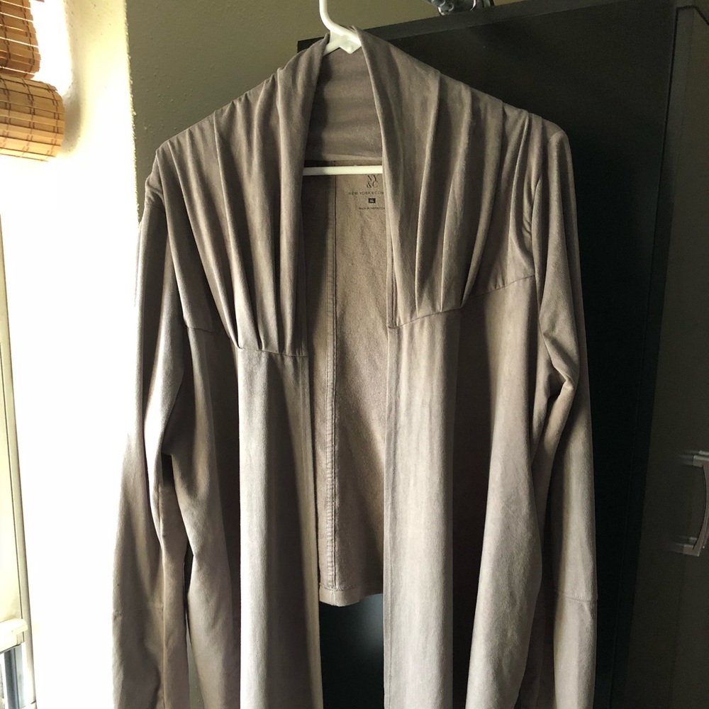 New York & Company High Low Micro Suede Cardigan